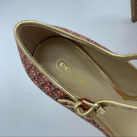Coach Red and Gold Patterned Heels - Picture 16 of 16